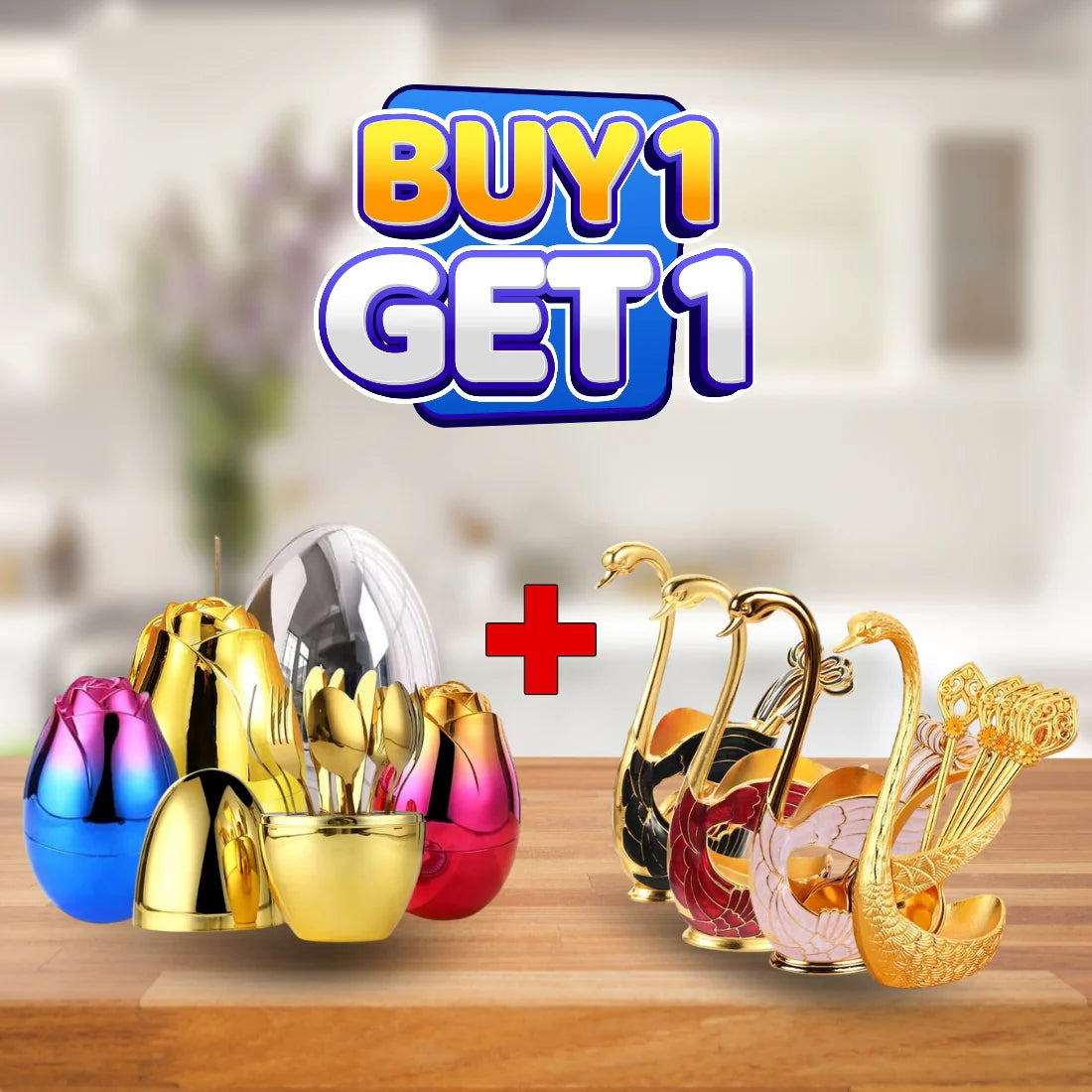 Swan Spoon set with FREE Egg Spoon Holder